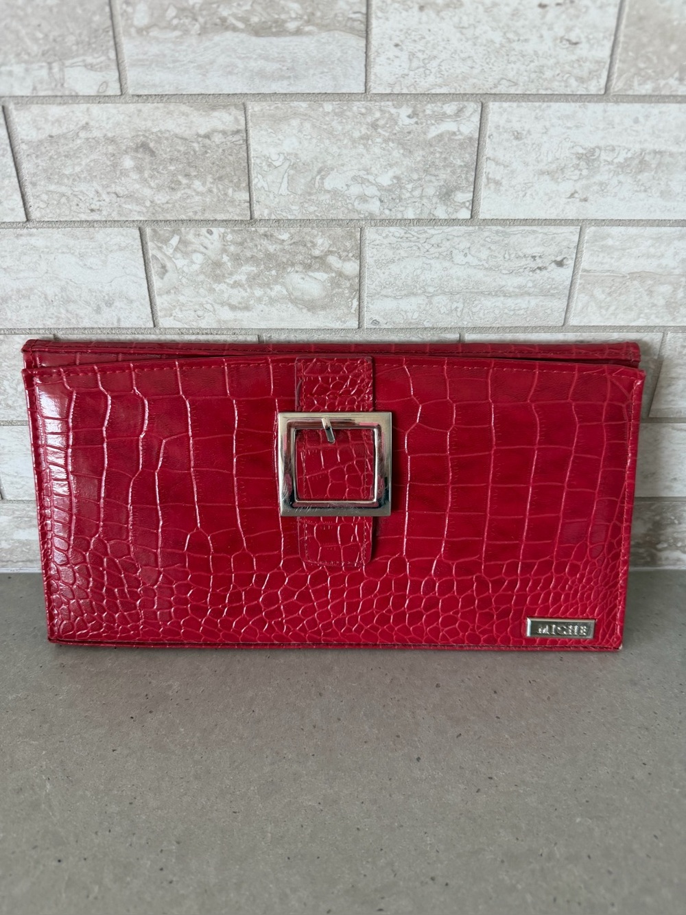 Miche Red Croc-Embossed magnetic purse cover